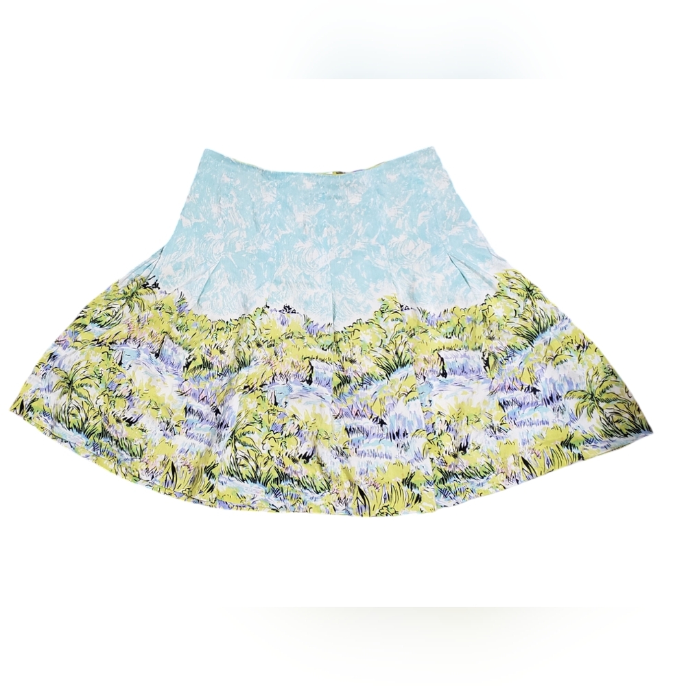 Dana Buchman Linen Blend Fully Lined Spring Colorful Pleated Skirt Size 16